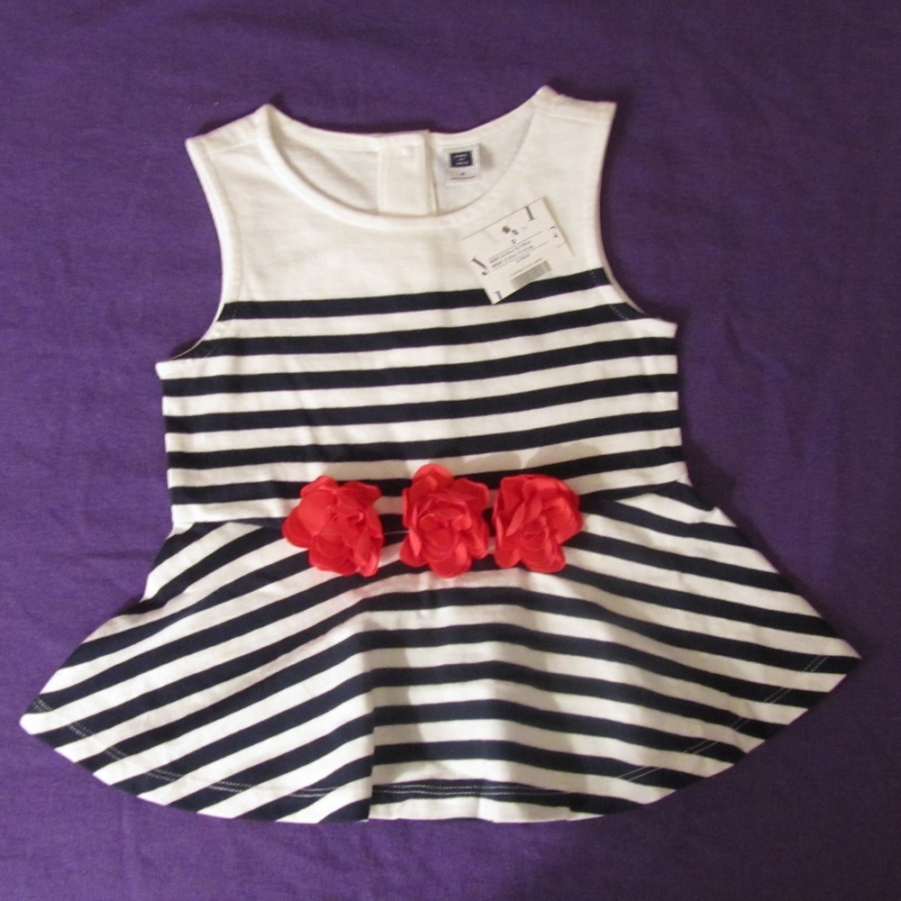 Janie a Jack NWT Navy Blue White Striped Peplum 3T